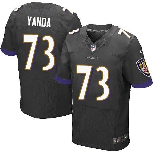 Nike Ravens #73 Marshal Yanda Black Alternate Men's Stitched NFL New Elite Jersey - Click Image to Close
